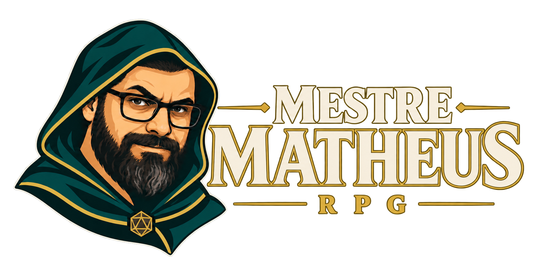 Mestre Matheus RPG — retrato com capuz, óculos e um meio sorriso